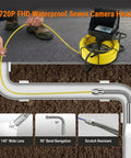 Rugged Pipe Inspection Camera With A 4.3 Inch Hd Dvr Monitor And 100 Ft Waterproof Cable For Drain Clogs and wall leak tracking, showing camera head and cable.