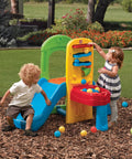 Play Ball Fun Climber Backyard Playground Set For Toddlers 1.5+ With Slide, Ladder, Ball Drop Maze, kids playing outdoors