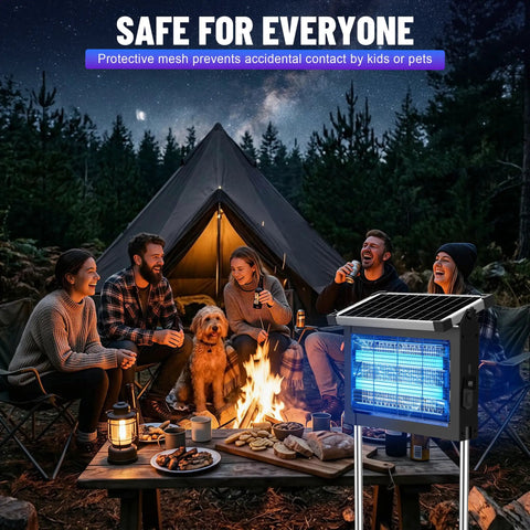 Outdoor Bug Zapper That Crushes Bugs, Sun Powered, Rechargeable 4500V High-Voltage Grid Kills Mosquitoes Flies Moths Gnats Instantly