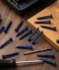 200-Piece Pro Grade Heavy Duty Set Of 1/4 By 1-3/4 Inch Hex Head Concrete Screws With Two 3/16 Inch Drill Bits displayed