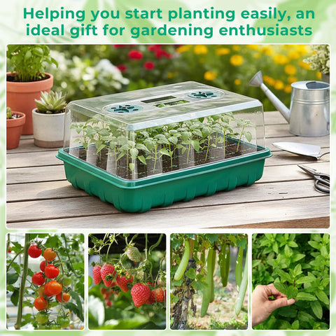 192 Cell Seed Starter Tray Kit With Humidity Vented Domes And High Lid For Indoor Greenhouse Germination, Reusable 0.8mm PVC Trays, Includes 4 Packs Seed Starter Trays, Durable, Easy Transplant, And Simple Clean Up