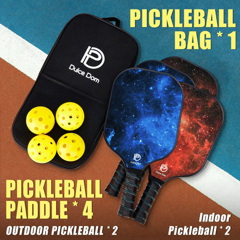 Lightweight USAPA Approved Pickleball Paddles Set With Four Paddles Two Indoor And Two Outdoor High Performance Balls And Bag Included