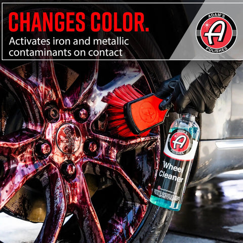 Wheel Cleaner 16oz Tough Spray For Car Wash Detailing That Destroys Brake Dust And Grime, showcased with wheel brush