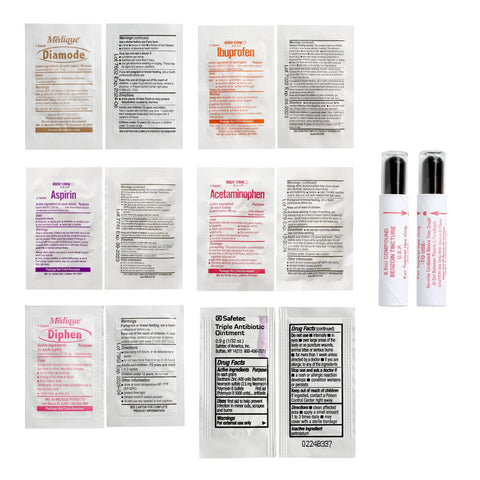 Medication packs from Mountain Series Explorer Outdoor Expedition Grade Emergency First Aid Kit For Four Adventurers Seven Days
