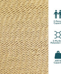 Close-up of soft spun polyester rope texture with 600 lb capacity for Cozy Outdoor Double Hammock With Soft Spun Polyester Rope 600 Pound Capacity Extra Large Tan Hammock For Two 124 Inch Wide Overall Bed 75 Inch Wide By 55 Inch Deep Tie Between Trees Or Use A 15 Foot Stand Not Included.