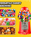 Killer Vintage Style Red Cast Metal 11 Inch Self Serve Gumball Candy Dispenser Holds Sweet Treats Jellybeans Hard Candy Mixed Nuts with gumballs