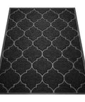 Jumbo 46X35 Inch Front Door Mat For Entryway And Garage Waterproof Grippy Non Slip Doormat with geometric pattern, black color