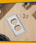 4 Pack Metal Electrical Box Covers 4x2 Inch Rectangular Receptacle Covers For Exposed Outlets Heavy Duty Galvanized Steel Duplex Junction Caps Durable Wall Box Covers
