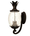 Three Light Outdoor Wall Mount Sconce In Matte Black With Pineapple Cut Glass, Traditional Porch Light For Patio Or Entryway, Uses Three 100W Medium Base Bulbs, Durable Outdoor Fixture