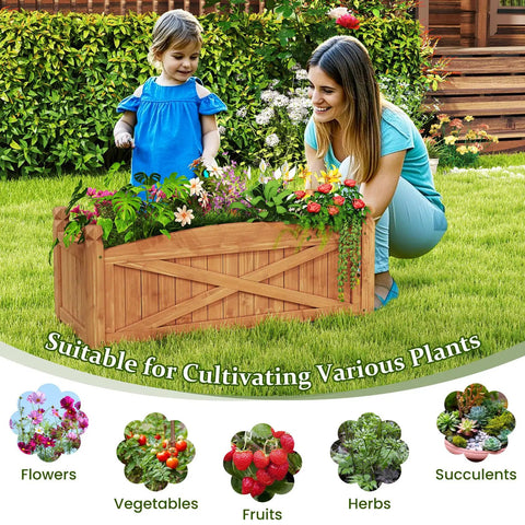 Wooden Raised Garden Bed With Drainage Holes Built Tough For Outdoor Patios And Balconies, Weatherproof Fir Wood Planter Box