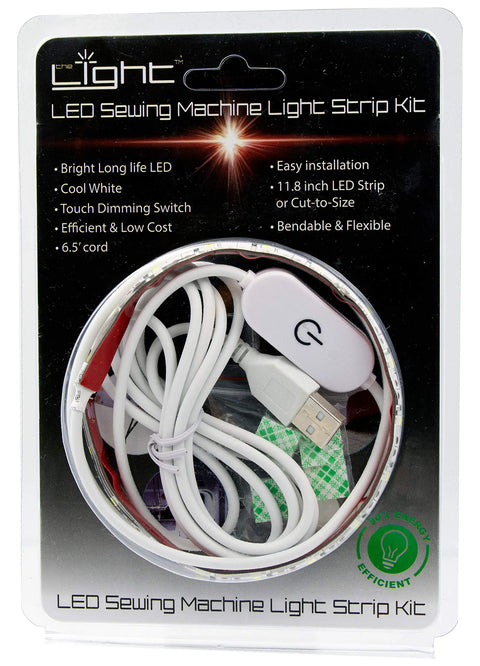 Slick 12 Inch Cut To Fit Led Light Strip With 18 Darn Bright Cool White Bulbs And Smart Touch Dimmer for sewing machine use.
