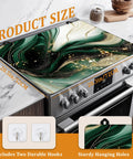Green Gold Marble Stovetop Cover For Glass Cooktops, Heat Resistant Flat Top Mat on stove, measures 28x20 inches