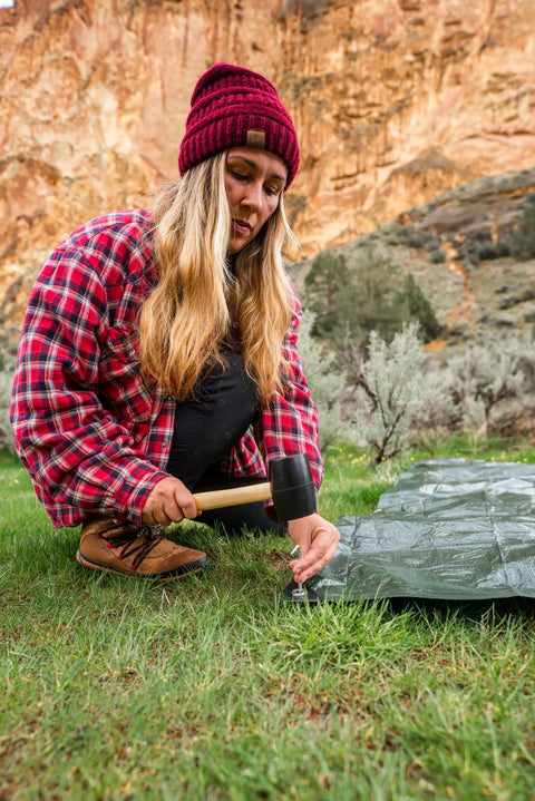 Camper securing Medium Duty Ripstop Camping Tarp 6 By 8 Feet Waterproof Cover Dark Green 5 Mil Thick With Reinforced Grommets outdoors