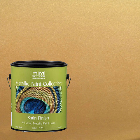One Gallon Pale Gold Metallic Paint In Satin Finish Water Based Low VOC Intermixable For Interiors Perfect For DIY Home Decor