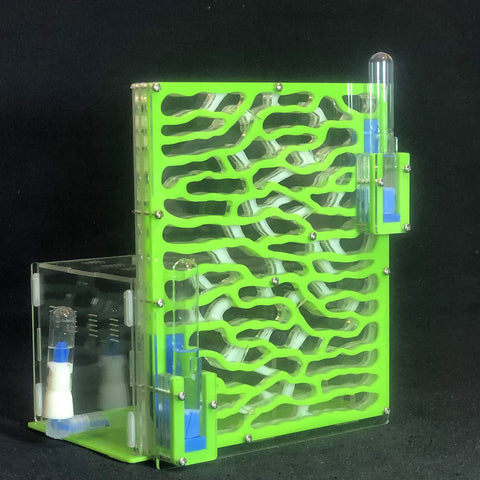 Giant Acrylic Ant Farm Habitat With 19.5 By 15 By 22 Cm Wide Viewing Area, Six Layer Nest, Moisture Tower, Dual Expansion Ports, Great For STEM Learning And Watching Live Ants, Green, side view