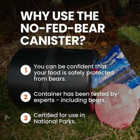 Bear Resistant Food Storage Canister For Hiking Camping And Backpacking, 2 Gallon Capacity With Carrying Case shown in forest setting