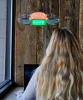 Person at desk under Central Perk LED Neon Light Wall Mounted Officially Licensed Friends Show Decor Neon Sign For Living Room