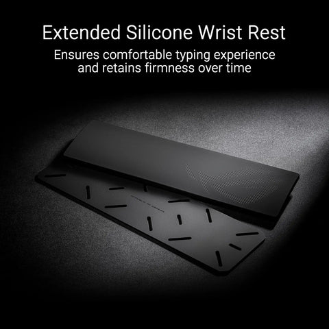 Extended Silicone Wrist Rest for Wireless Mechanical Gaming Keyboard With Gasket Mount And 75 Layout Using Clicky Pbt Keycaps.