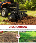 Heavy-Duty 28 Inch Disc Plow Harrow With Universal 2 Inch Receiver Hitch Pull-Behind Plow For Tractor ATV UTV in action