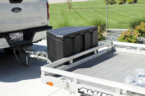 Badass Poly Triangle Trailer Tongue Toolbox Boasting Rock Solid Injection Molded Shell And Reinforced Lid For Easy Gear Hauling No Sweat Trail Storage Measuring Thirty Six Inches Long
