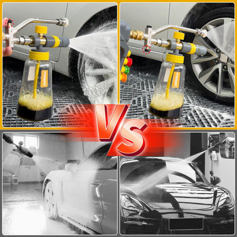 Dual Connector Foam Cannon Gun For Pressure Washer Quick Connect One Quarter Inch Dual Mode Foam And Water Spray Car Wash Soap Cannon Kit With 5 Nozzle Tips For Fast Easy Car Wash Results