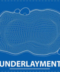 No Stress Heavy Duty Nonwoven Geotextile Underlayment 15 X 15 Feet Weed Barrier Pond Liner, top view with outline and rocks.