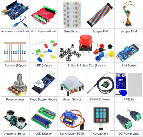 STEM Starter Kit For Arduino Enthusiasts With V3 Board Expansion Board Sensors Display Modules Breadboard And Jumper Wires