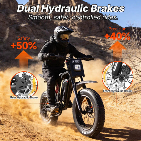 Rugged 3000W Peak Electric Dirt Bike For Adults And Teens Up To 35 MPH, dual hydraulic brakes, off-road terrain