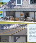 14 X 10 Foot Gazebo With Hard Top Roof, Lean To Pergola Shade For Patio And Backyard Hangout, 140 Sq Ft Covered Space