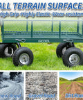 4.10/3.50-4 Inch Tire And Wheel Set, 10 Inch Pneumatic Wheel With Offset Hub installed on a garden wagon