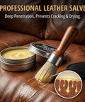 Absolute Game Changer Three In One Furniture Salve For Leather And Wood Polish Conditioner Restorer applied on leather couch.