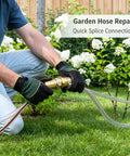 Top Tier 5/8 Hose Barb Fitting Kit With Solid Brass Splice Connectors Plus Stainless Clamps For Fixing Garden Fuel Cooler Or Drip Irrigation Lines Leak Proof And Rust Resistant Soaker Hose Repair Tool You Need, brass splice in use