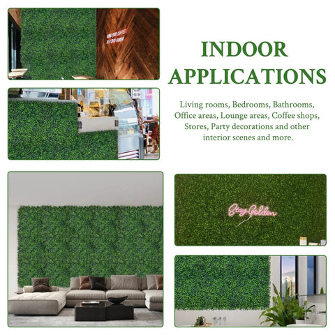 Indoor use of Privacy Fence Screen With Realistic Faux Boxwood Ivy Panels 60 By 140 Inches as decor in various spaces.