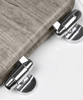 Distressed Grey Wood Round Toilet Seat With Chrome Hinges Durable Wood Veneer Construction Easy Install Securely Attaches