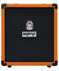 Front view of Crush Bass 25 Watt 8 Inch Bass Amp And Speaker Combo With Analog Signal Path Three Band EQ Parametric Mid Fat Sounding Tone Control Chromatic Tuner Cab Sim Headphone Output And Aux In For Quiet Practice And Small Gigs in orange.