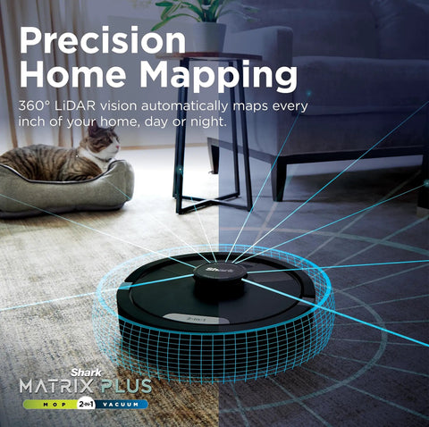 2In1 Robot Vacuum And Mop With Sonic Mopping And Matrix Clean Boss Level Cleaning Self Empty Base in living room mapping floor.