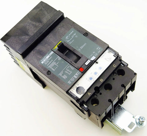 Pro Grade 250 Amp 3 Pole Circuit Breaker JGA36250U31X top view showing wires and mounting bracket for electrical panel use.