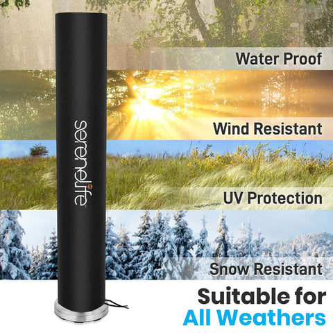 Heavy Duty Patio Heater Cover for Outdoor Infrared Heaters Weatherproof Dustproof Tear Resistant Waterproof Wind Sun Snow Protection Easy On And Off Durable Shield with weather elements background