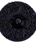 Top view of Scotch-Brite Roloc Clean and Strip XT Pro Extra Cut Disc XO-DR 3 In SiC Extra Coarse Purple for metal stripping