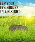 Rock Solid Outdoor Key Hider That Looks Like Real Stone 2 Pack Blends With Landscaping in garden field setting