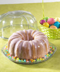Deluxe Bundt Cake Keeper In Crystal Clear Plastic Keeps Cakes Fresh, Lid Locks For Easy Transport On The Go, Dishwasher Safe