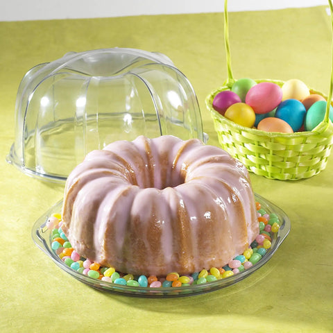 Deluxe Bundt Cake Keeper In Crystal Clear Plastic Keeps Cakes Fresh, Lid Locks For Easy Transport On The Go, Dishwasher Safe