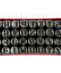 Top view of 36-piece 3/8-inch steel stamp set in red case with letters A-Z and digits 0-9