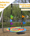 Giant 40 Inch Saucer Tree Swing With Heavy Duty 1680D Oxford Fabric, 700 Lb Weight Capacity, Steel Frame, hung on tree