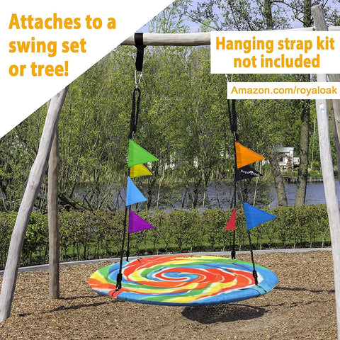 Giant 40 Inch Saucer Tree Swing With Heavy Duty 1680D Oxford Fabric, 700 Lb Weight Capacity, Steel Frame, hung on tree