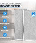 2 Pack Microwave Grease Filter Replacement, Aluminum Hood Filter Fits Most Microwaves 13 By 6 Inches, showing product features