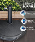 20 lb Half Round Patio Umbrella Base With Adjustable Post Fit Up To 1.9 Inches, Weather Resistant And Textured Surface