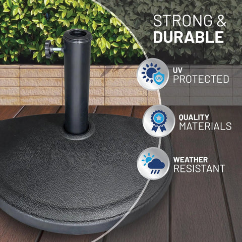 20 lb Half Round Patio Umbrella Base With Adjustable Post Fit Up To 1.9 Inches, Weather Resistant And Textured Surface