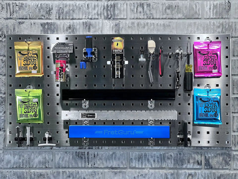 Stainless Steel Pegboard LocBoard Set Of 2 For Garage And Home Storage, 18 By 36 Inches, organized with tools and accessories