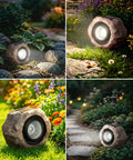 Two Pack Solar Rock Lights Outdoor Adjustable Angle Waterproof LED Garden Pathway Lights Auto On Off Landscape Lighting